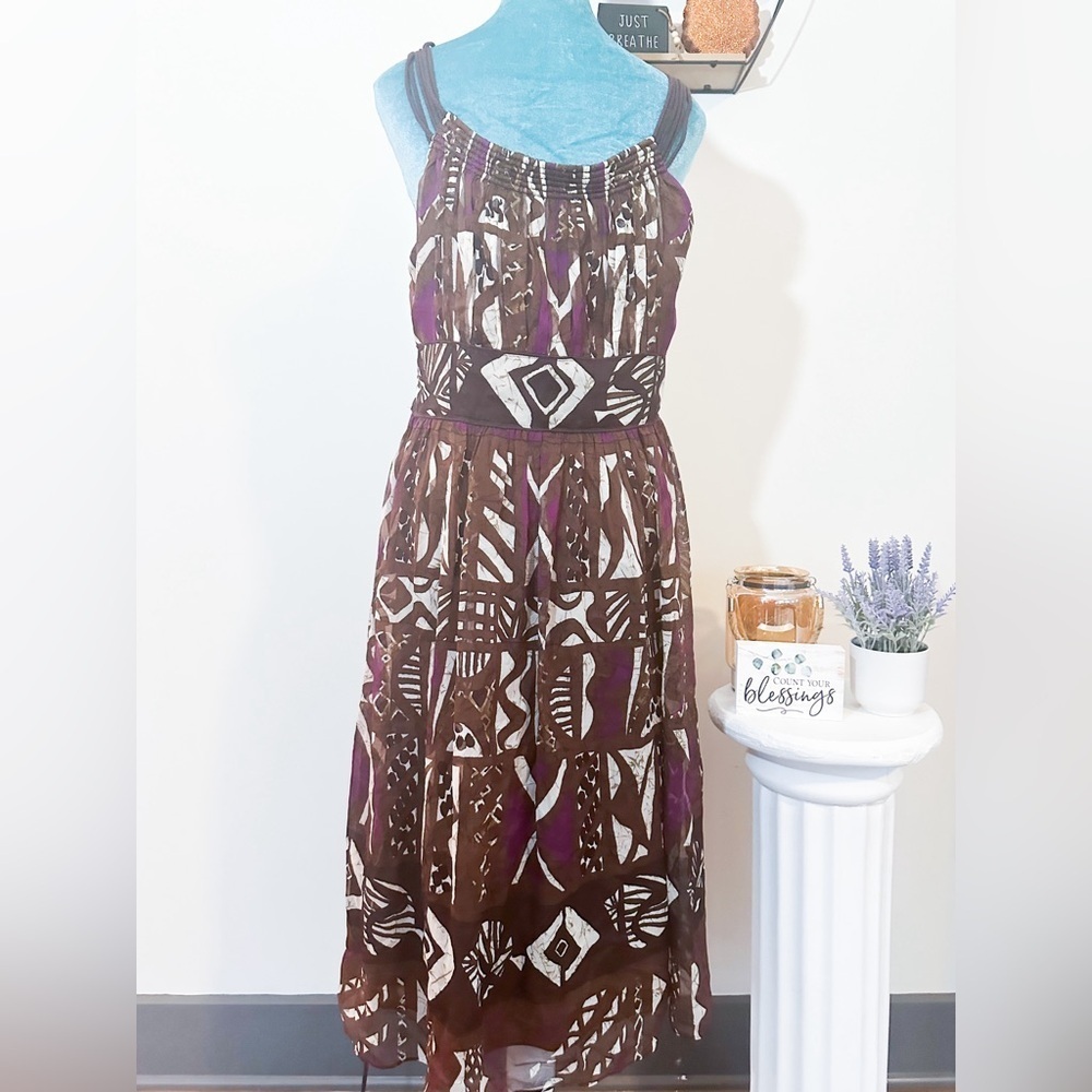 Jones New York Geometric Print Dress, Vibrant Tribal Pattern, Size 14-Bold Style